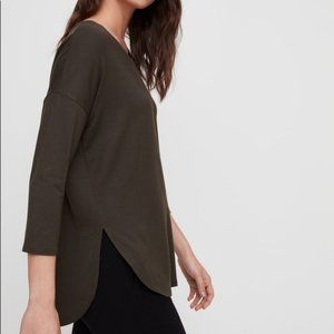 ⭐2 for C$22⭐ Aritzia Babaton Norris T-Shirt, Olive Green, Size XS